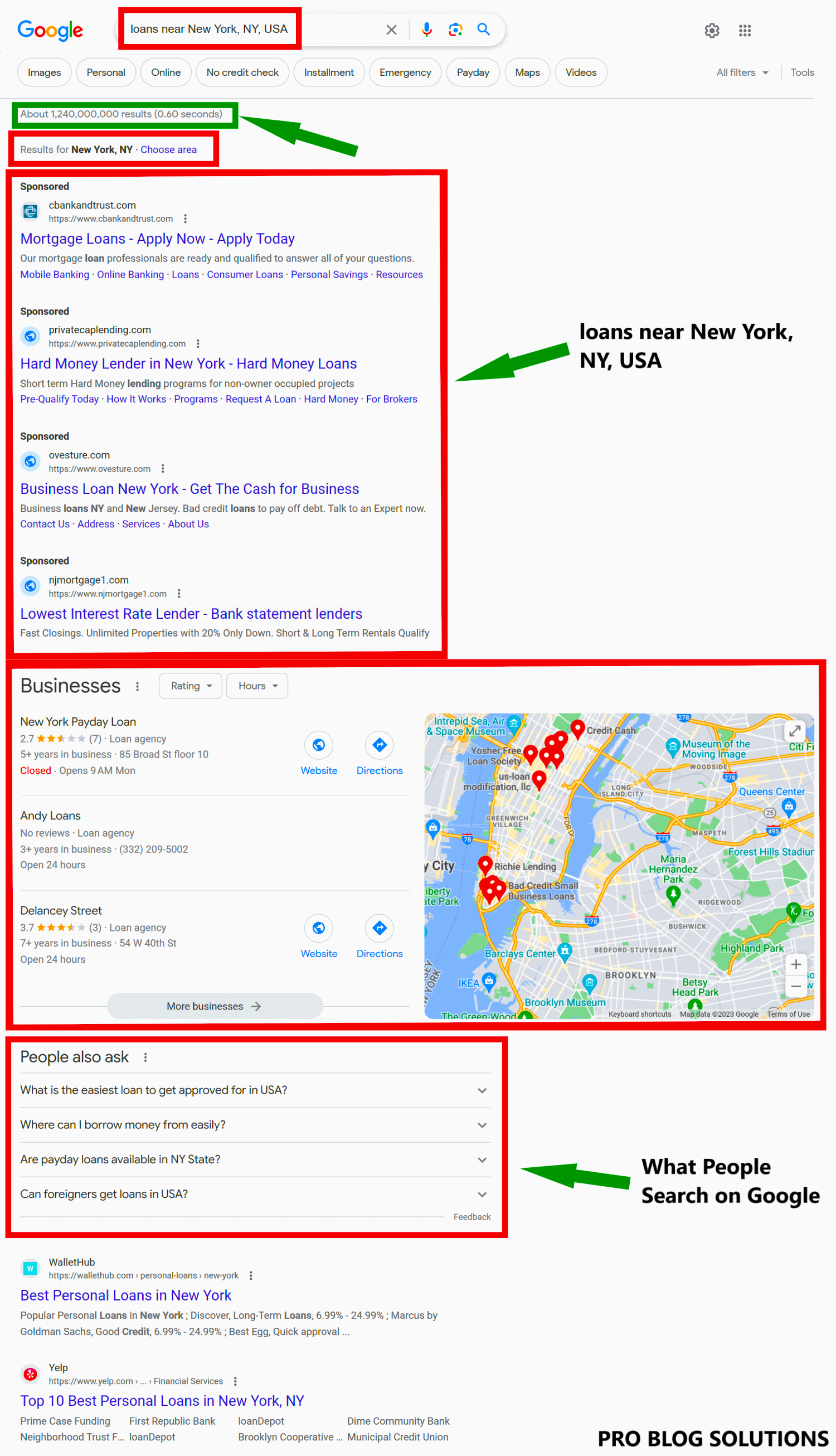 “Loans near New York, NY, USA” on Google Search