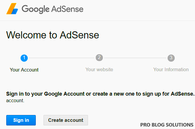 Sign up for Adsense