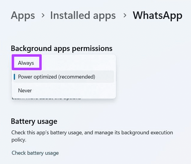 Allow WhatsApp to Run in the Background on Windows