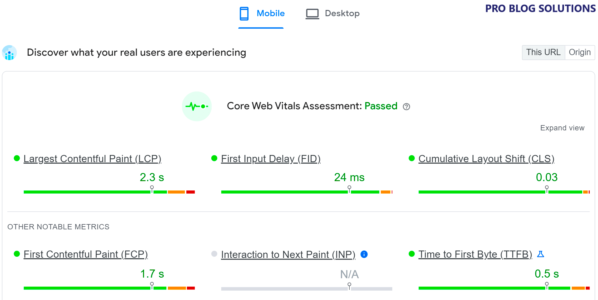 Cloudways Google Core Web Vitals Test