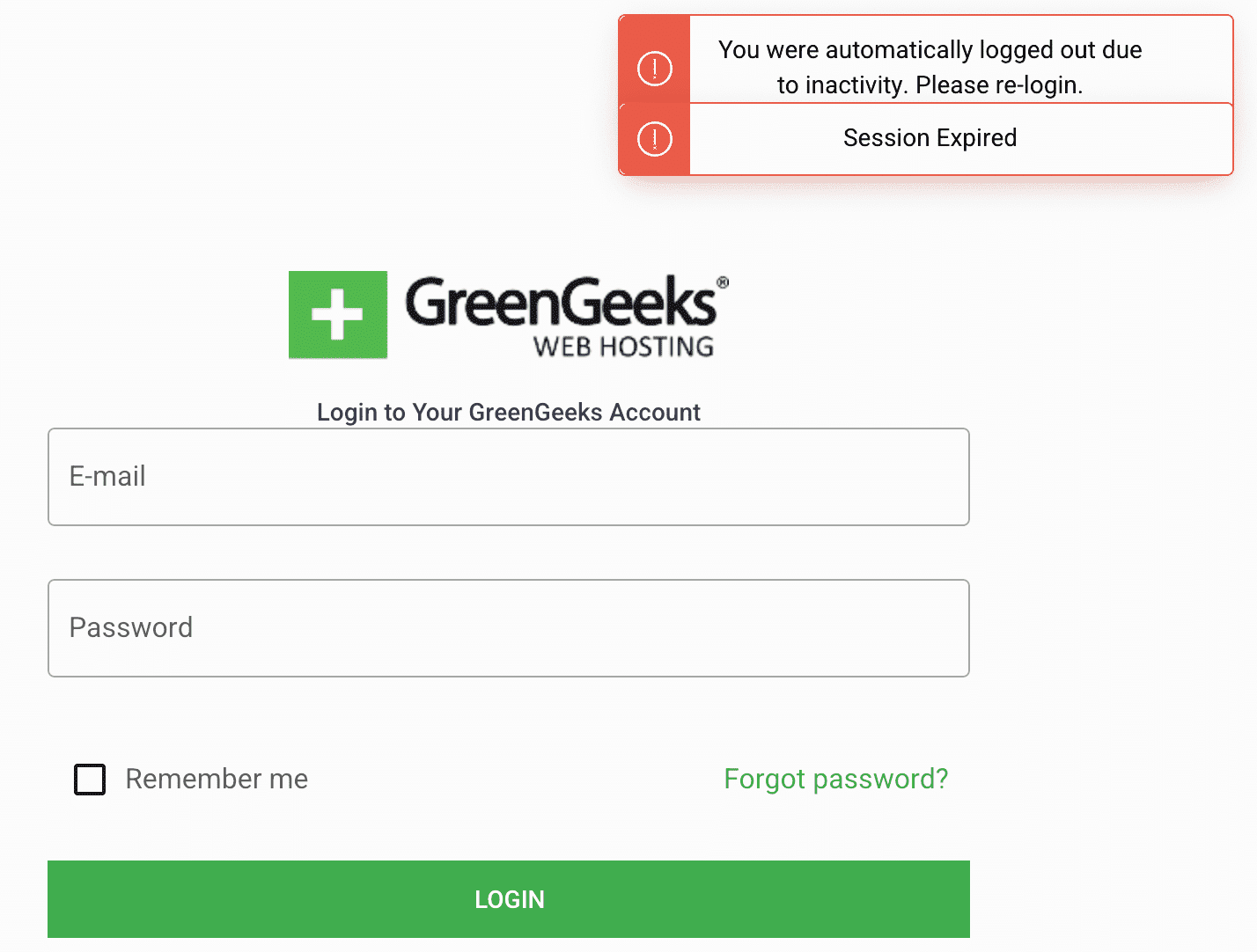 GreenGeeks Login Page - GreenGeeks Hosting Review