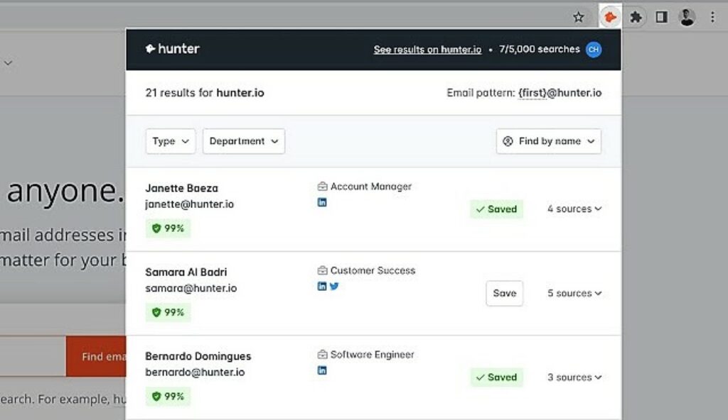 Hunter - Best Chrome Extensions for Bloggers